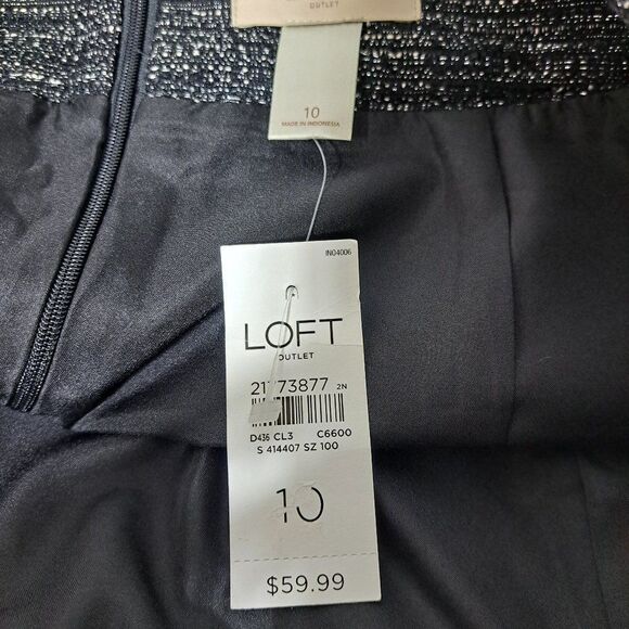 Loft Outlet Women's Black Metallic Silver Skirt Back Zipper Mini Skirt Sz 10 - Picture 7 of 7